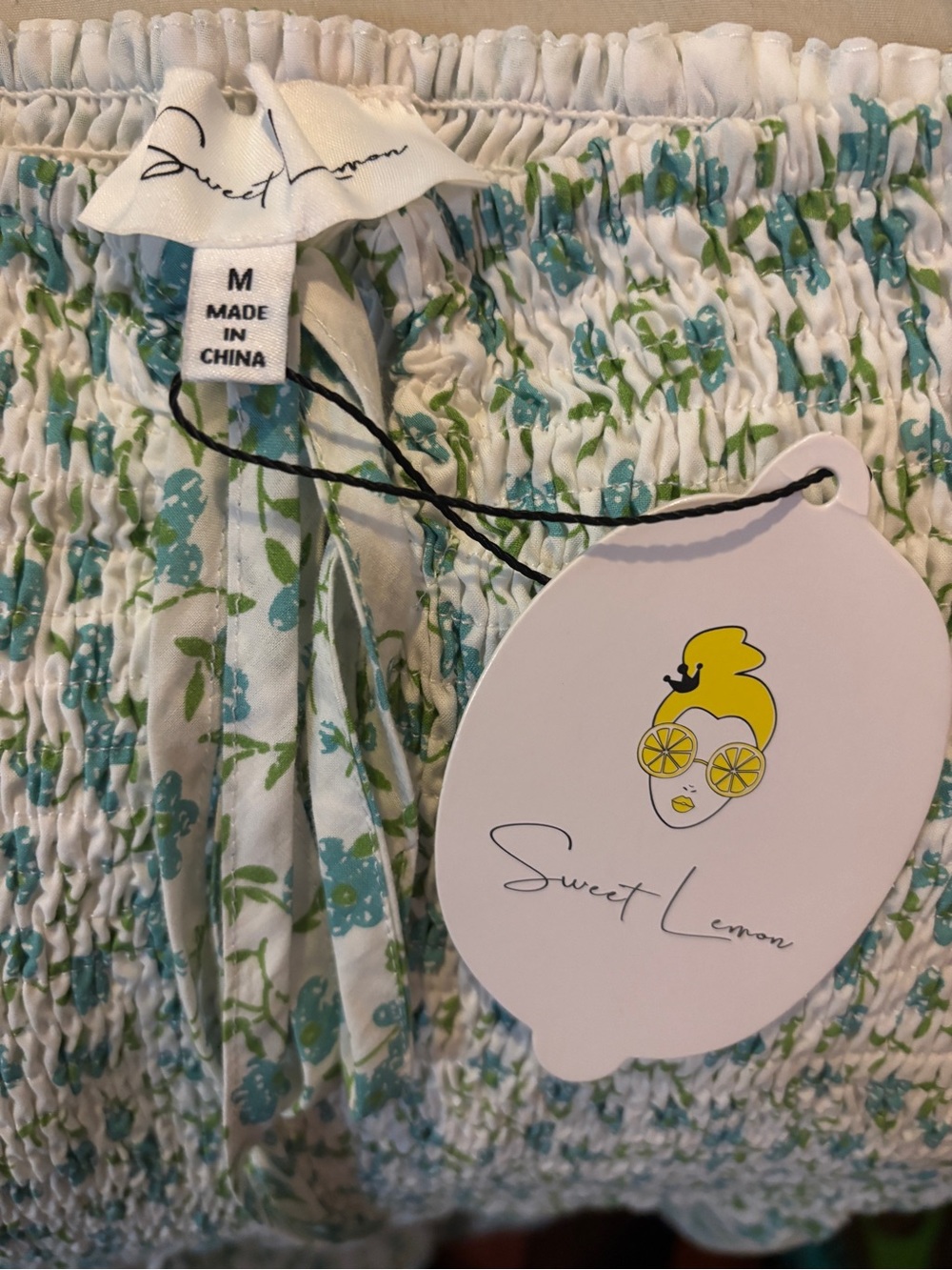 Women's Green Floral Smocked Dress — Medium